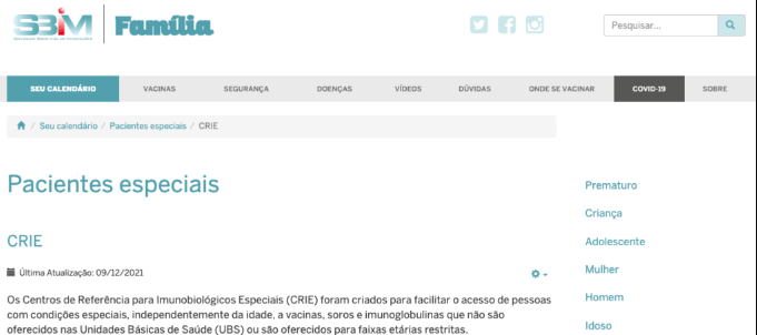 Captura de tela do site